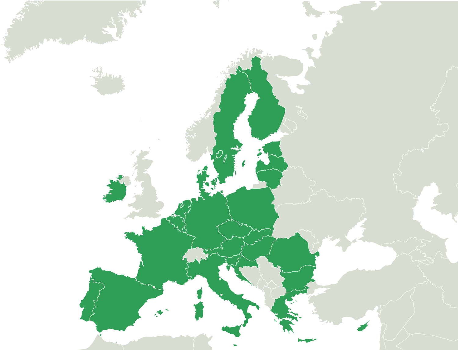 Map of the 27 EU countries we ship to